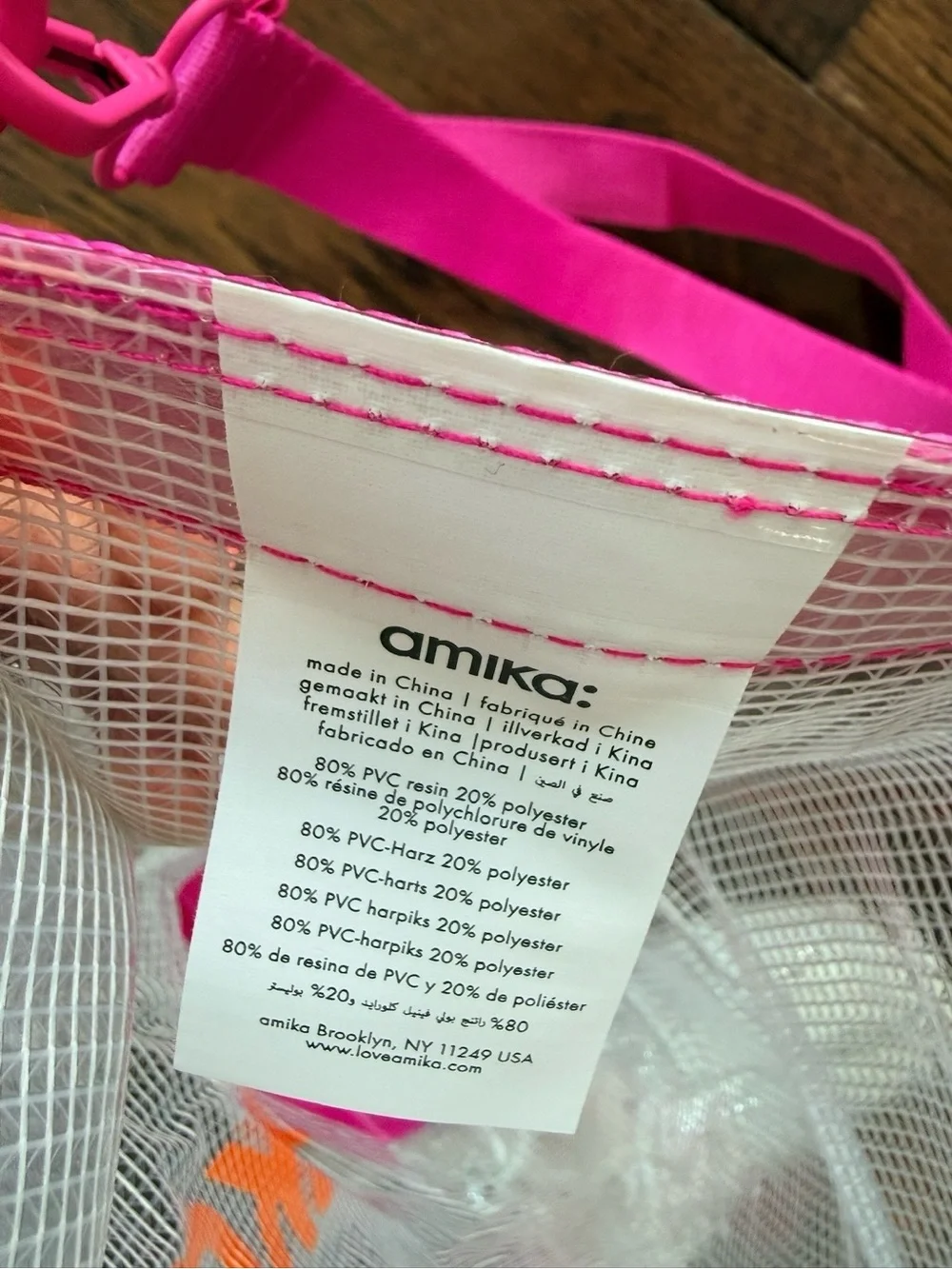 Amika Limited Edition Clear Mesh Crossbody Bag Hot Pink Orange Y2K